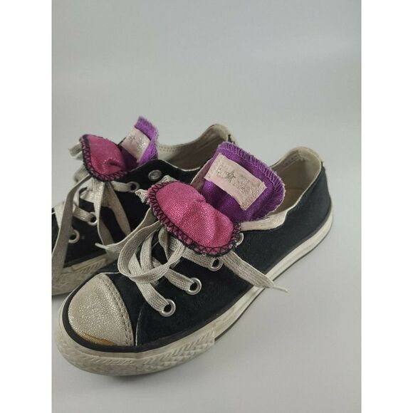 Converse All Star Purple Metallic Double Tongue 617675F Size 12 Youth Lace up - Picture 1 of 10